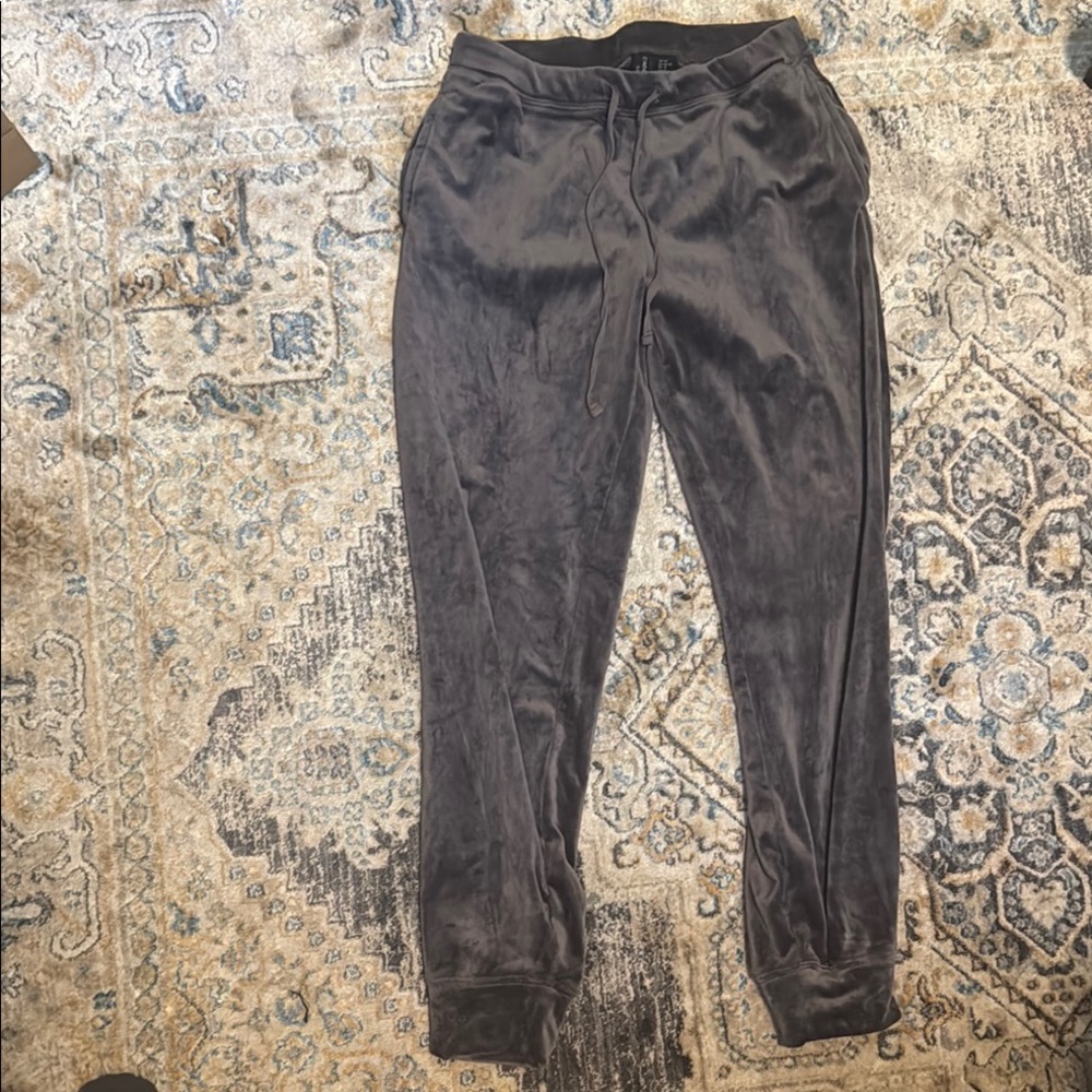 Gray Velour Jogger Pants